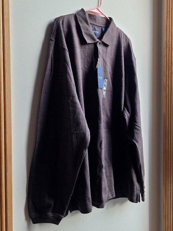 NWT Arrow Brown Half Button-Up Long Sleeve Jersey Big & Tall Size XXL gallery
