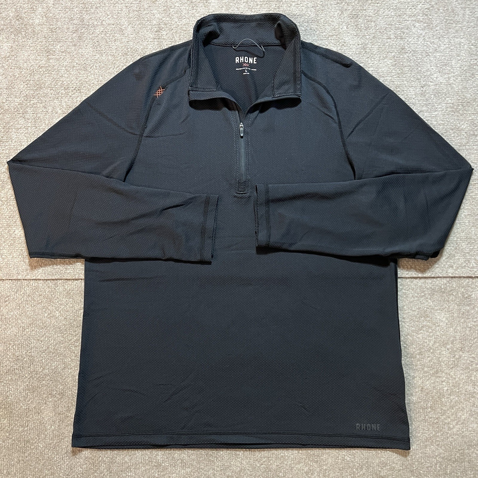 Rhone 1/4 Zip Pullover Men’s Large Black Lightweight Waffle Performance Workout gallery