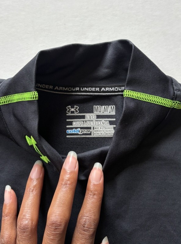 Under Armour Coldgear Fitted Long Sleeve Mens Small Mock Neck Black Green gallery