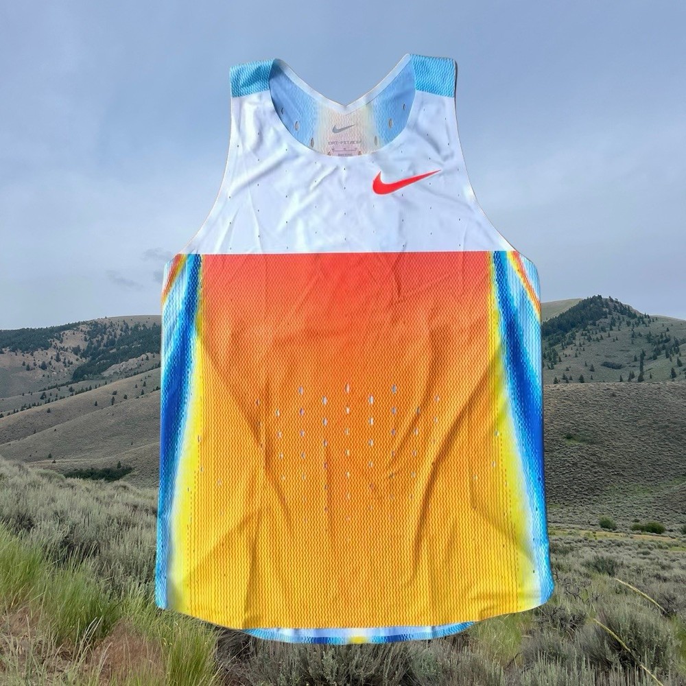 Nike Pro Elite AeroSwift Gradient Racing Singlet Blue/Orange Men's Large NWT