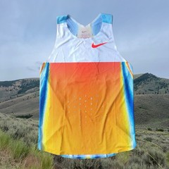 Nike Pro Elite AeroSwift Gradient Racing Singlet Blue/Orange Men’s Large NWT