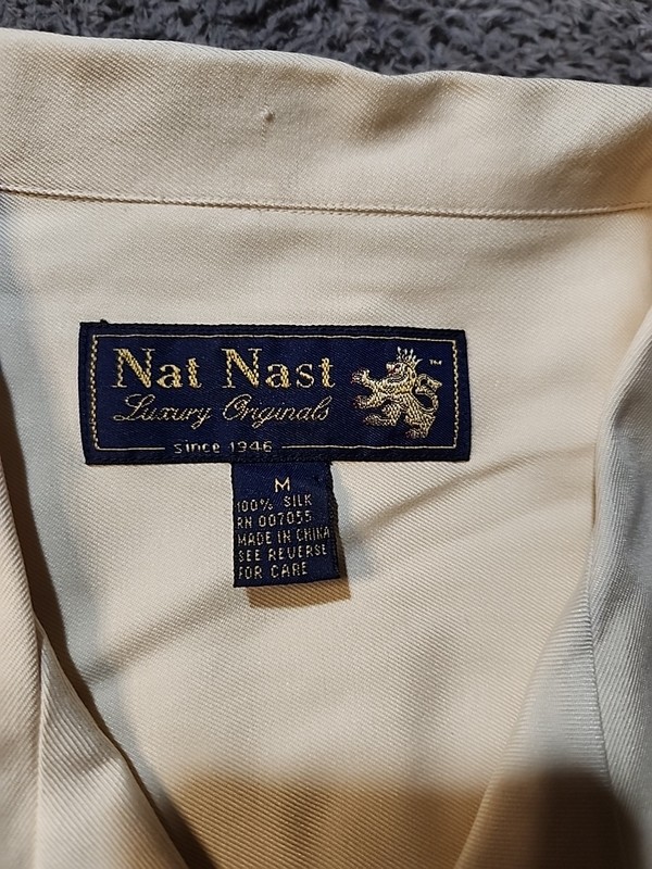 Nat Nast Coburn Haskell Golf Ball Co Embroidered Logo Silk Shirt Mens Medium gallery