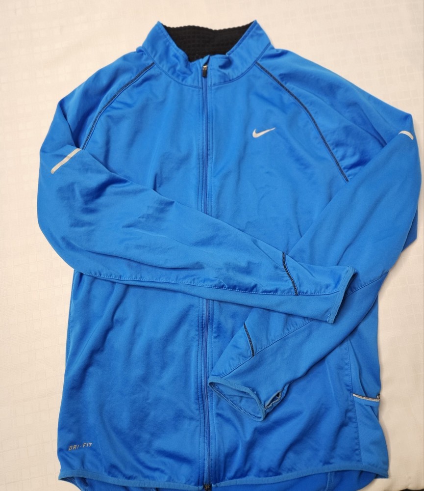 Nike Pullover Mens Medium Blue Dri-FIT Full Zip Running Jacket Reflective