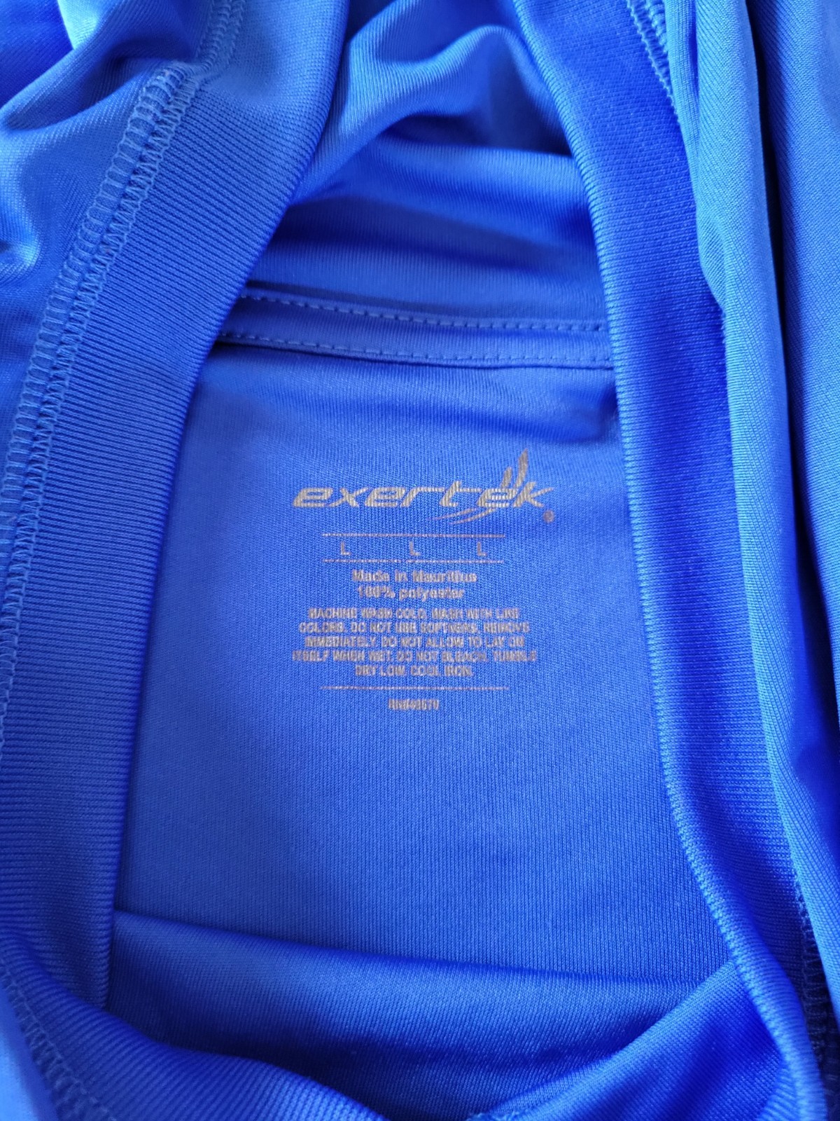 Men's Exertek Blue Hooded Athletic Shirt Long Sleeve Performance Pullover L gallery
