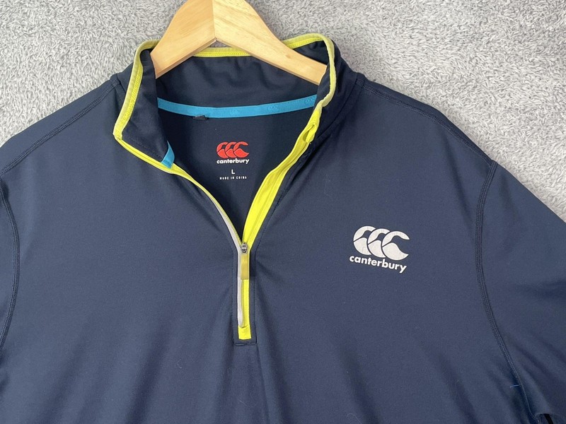 Canterbury Pullover Mens Large Blue VapoDri 1/4 Zip Long Sleeve Running Top gallery