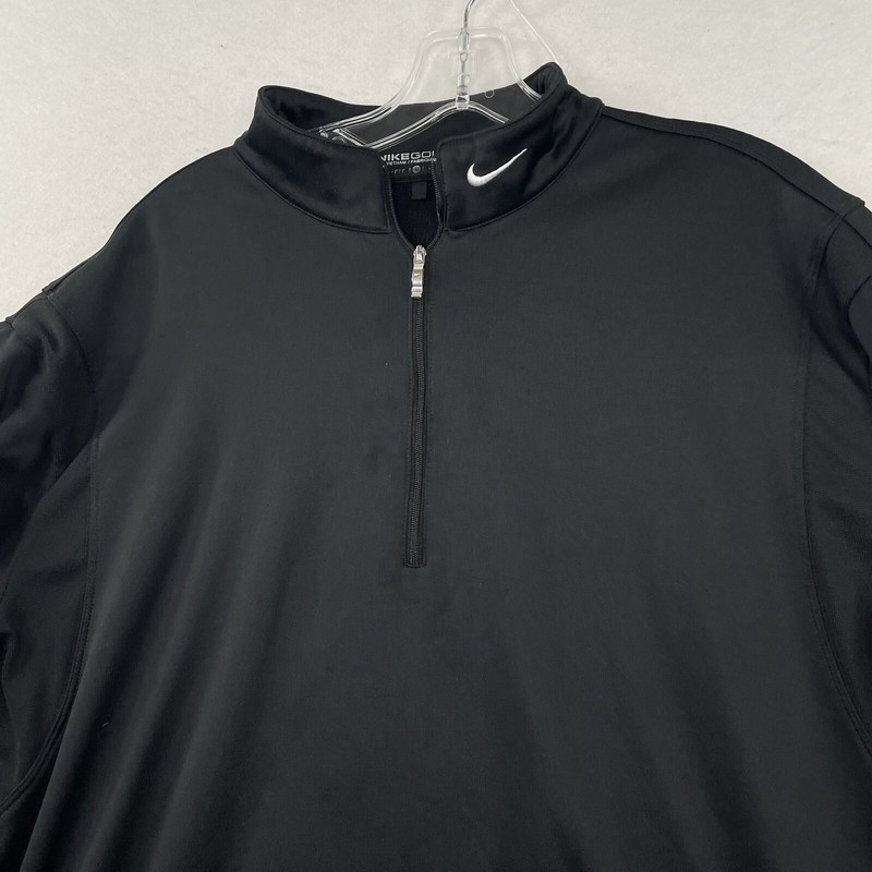 Nike Golf ThermaFit 1/3 Zip Up Solid Black Long Sleeve Shirt Mens Large Banded gallery