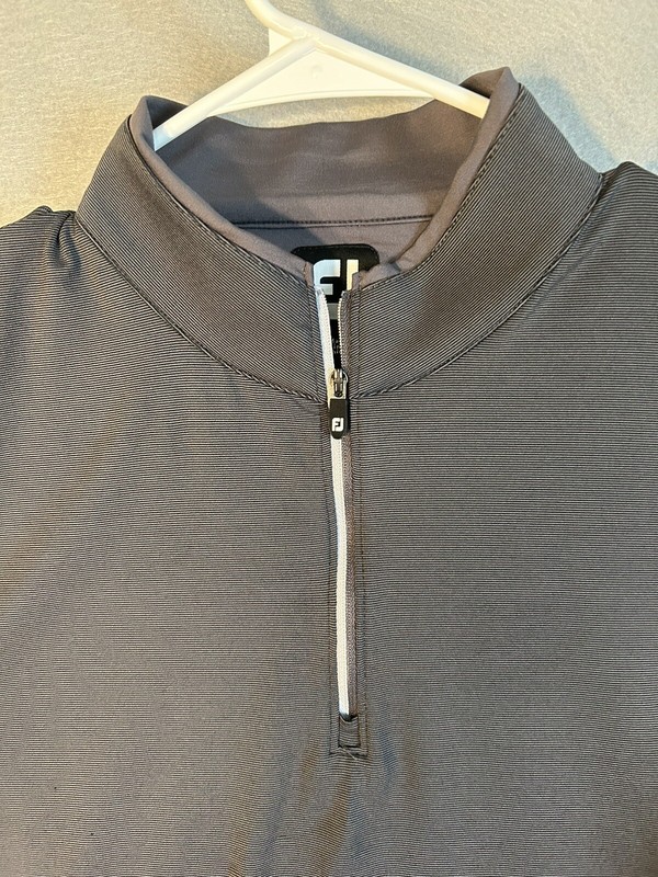 FJ FootJoy Performance Woven Stretch 1/2 Zip Gray Pullover Mens M Has Sleeve LOg gallery