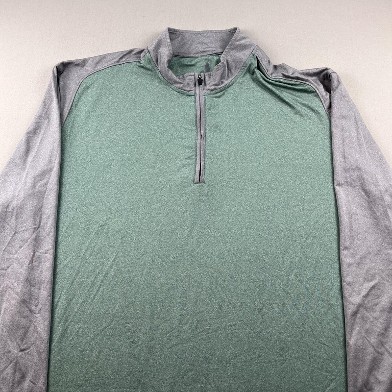 Johnnie-O Shirt Mens XL Green Gray 1/4 Zip Pullover Raglan Stretch Long Sleeve gallery