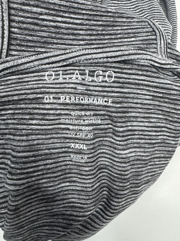 01.ALGO Patrick Performance Hoodie Pullover Mens 3XL Black Striped gallery