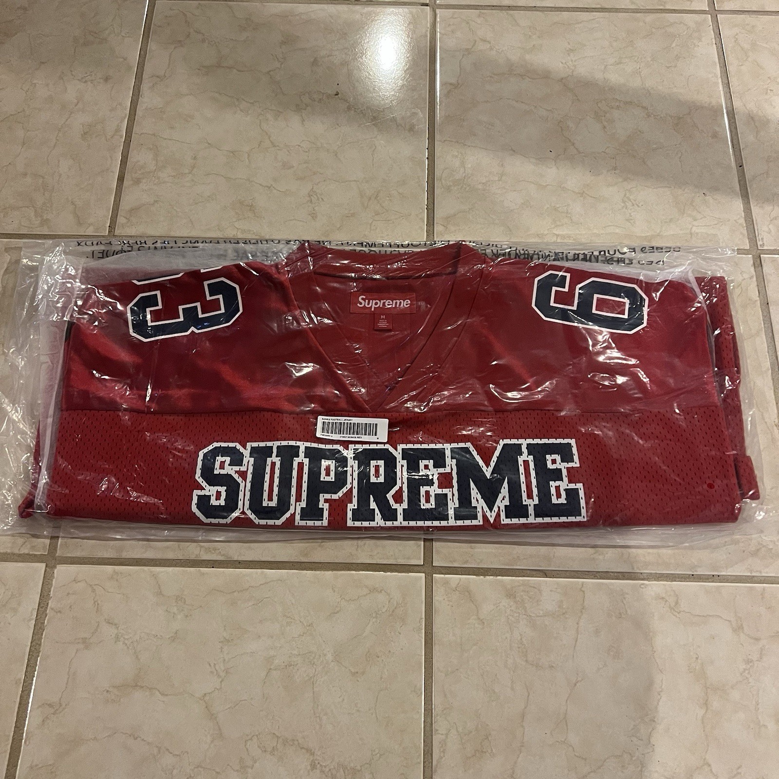 Supreme Bone Football Jersey RED Poly Eyelet Mesh Brand New Size M gallery