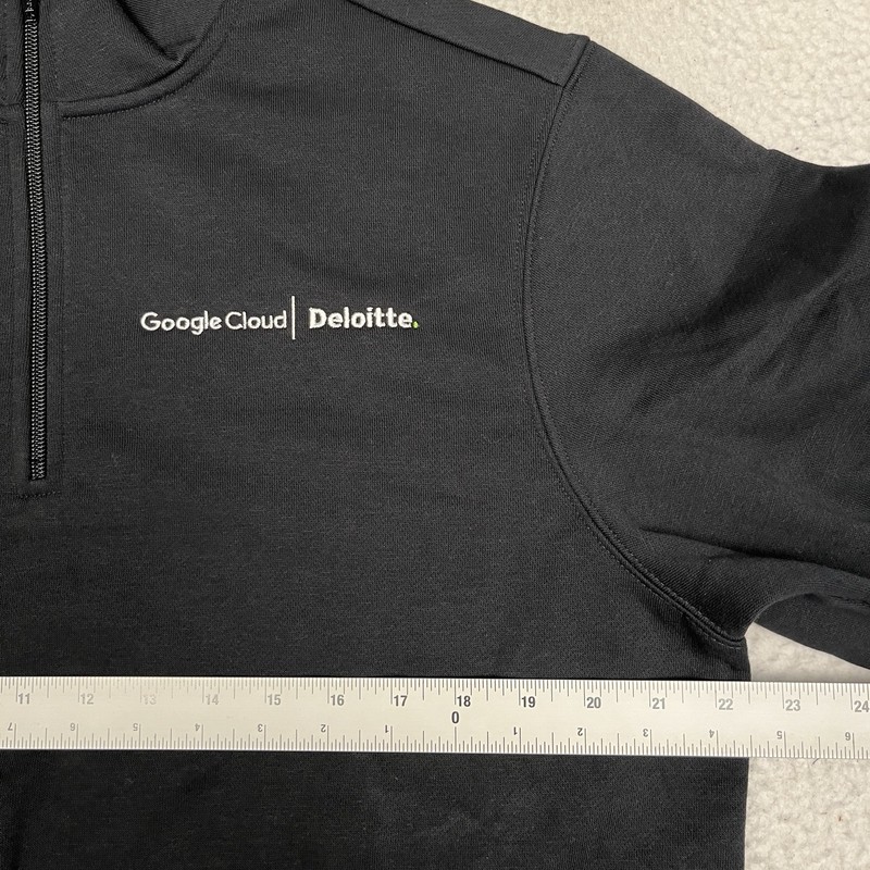 Google Cloud Deloitte 1/4 Zip Sweatshirt Mens Medium Black Pullover Logo gallery