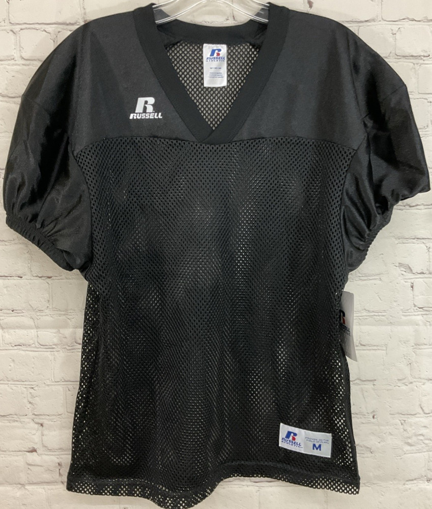 Russell Athletic Mens Medium Team Sports Jersey Mesh Black Elastic Arm Cuffs