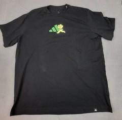Adidas Black Flower Logo T-Shirt Mens XL Shamrock Trefoil Graphic Short Sleeve