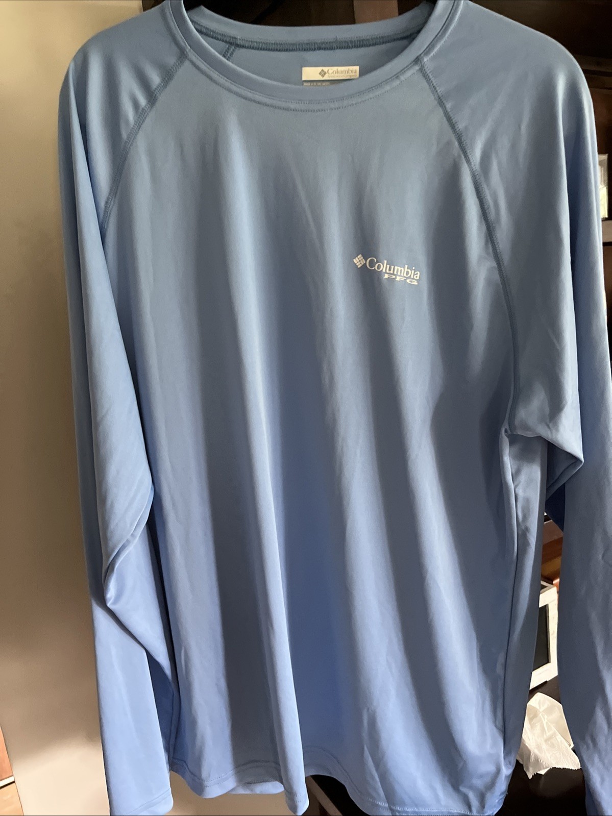 Men's Columbia PFG Terminal Light Blue Tackle Long Sleeve Shirt Size M gallery