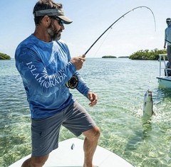 David Dunleavy 50 SPF Graphic Long Sleeve Fishing Shirt Camo Tarpon XXL Blue Men