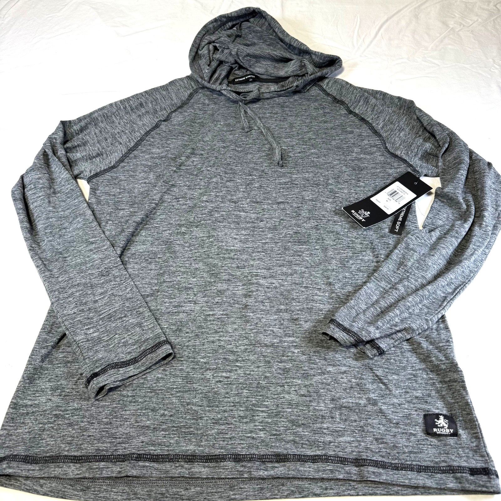 NWT Rugby University Stretch Heather Gray Long Sleeve Hoodie Men’s Med Msrp $38 gallery