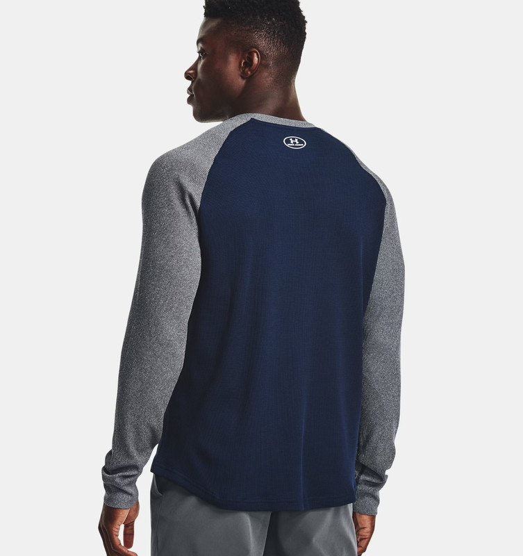 Under Armour UA Men's Waffle Crew Long Sleeve Shirt - Blue & Gray - Sz M - NWT gallery