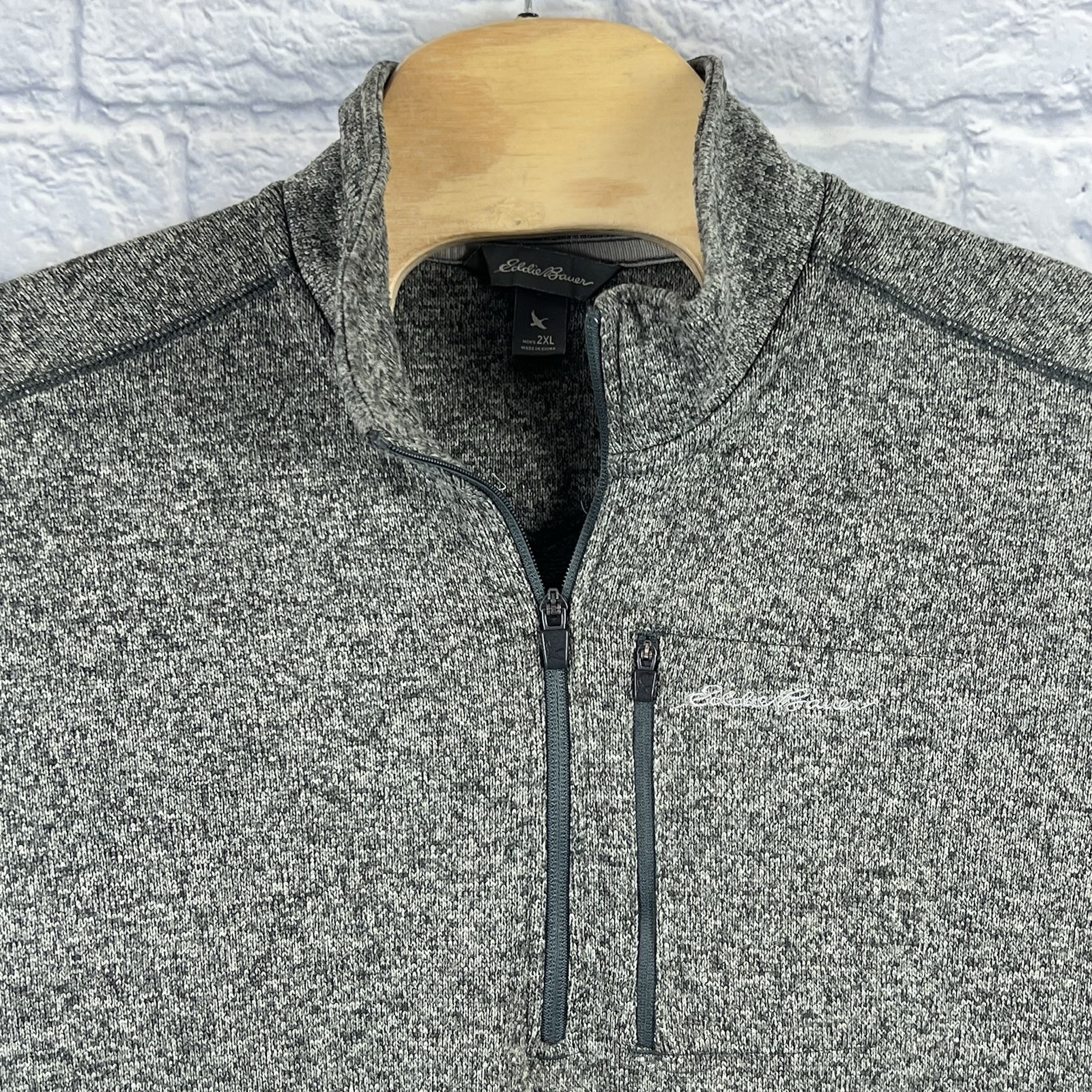 Eddie Bauer Men Grey Radiator Fleece Pullover Thick Sweater 1/2 1/4 Zip 2XL XXL gallery