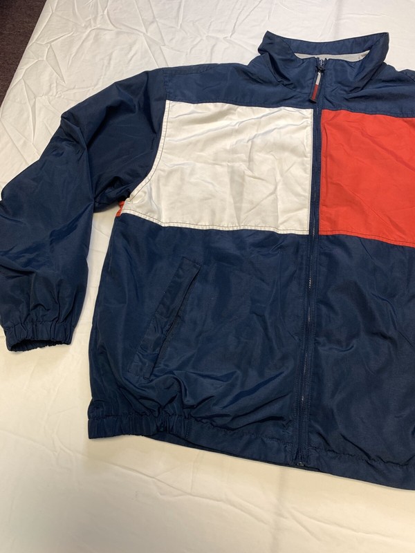 Tommy Hilfiger Golf Track Jacket Colorblock Flag Zip Large Red Blue White gallery
