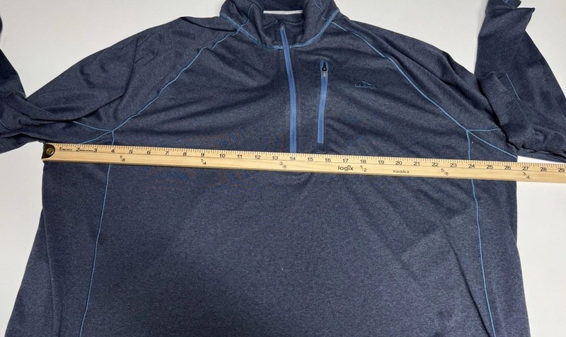 LL Bean Blue Quick Dry 1/4 Zip Trail Tee Base Layer Size XXL TALL Pockets gallery
