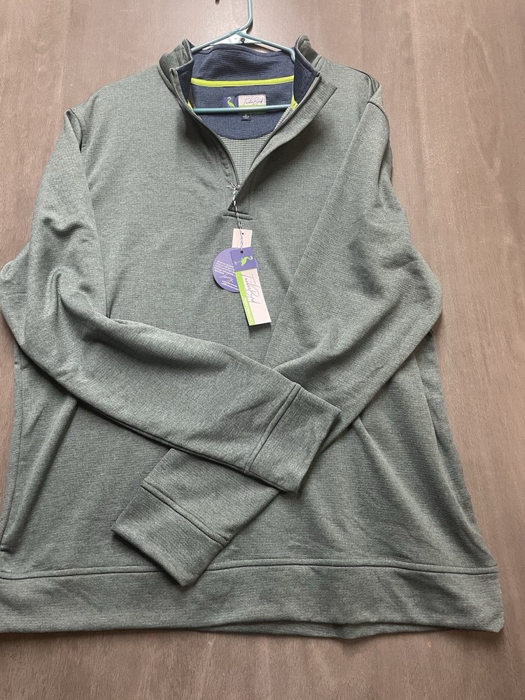 Tailorbyrd Luxe Performance 1/4 Zip Pullover green Wicking Men's Size XL 0042