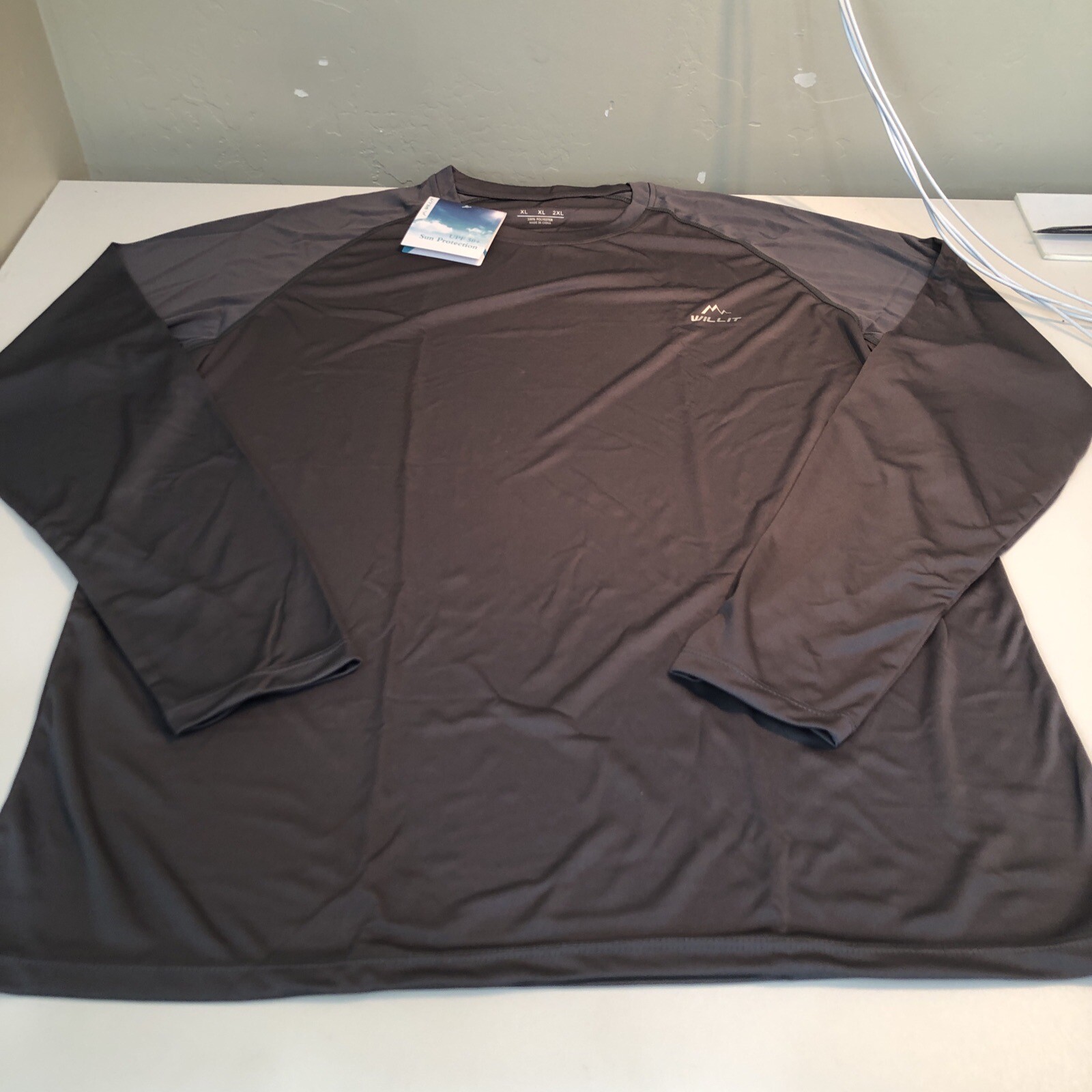Willit Men's Sun Protection UPF 50+ Long Sleeve T-Shirt Grey 2XL gallery
