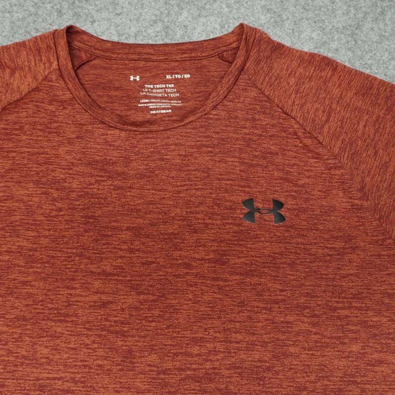 Under Armour Men's Tech Tee Activewear Top Orange Heather XL Moisture Wicking gallery