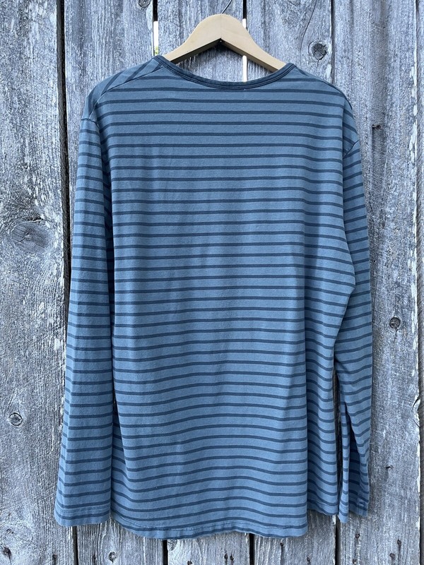 ☀️Lululemon 5 Year Basic LS Mens Sz L Yachtie Stripe Blue Gray Tee Shirt *246 gallery