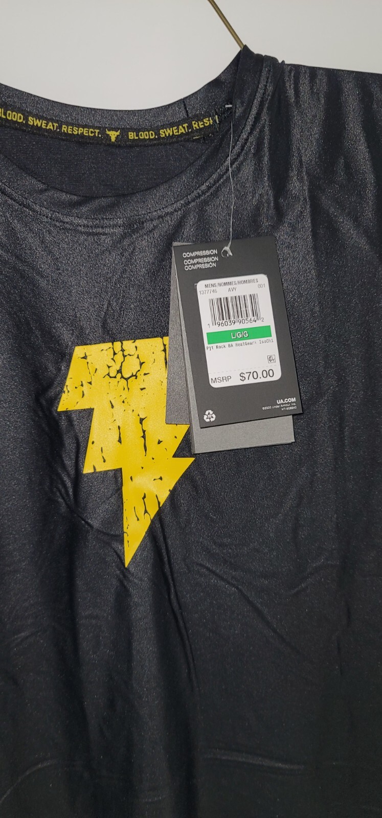 Men's Under Armour Heatgear Black Adam Compression Athletic Cut-Off Shirt Size L gallery