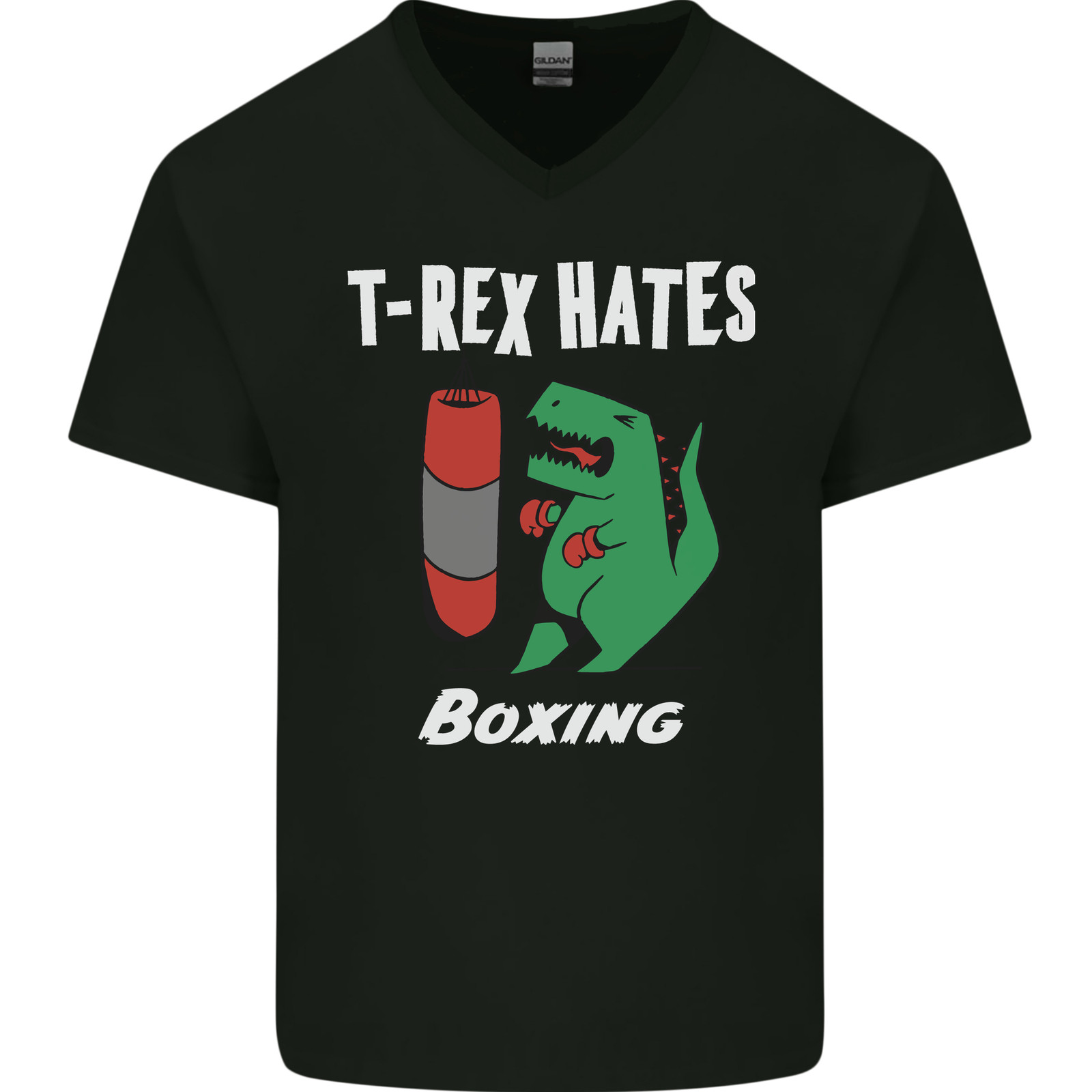 T-Rex Hates Boxing Funny Boxer Sport MMA Mens V-Neck Cotton T-Shirt gallery