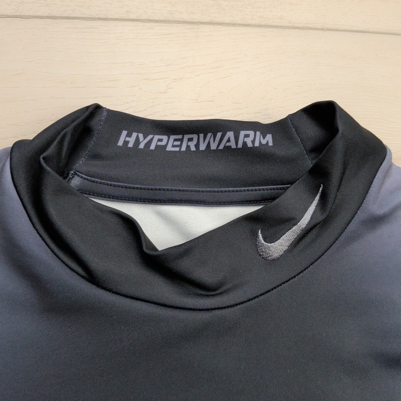 Nike Pro Combat Hyperwarm Dri-Fit Compression Shirt Mens XL Black Grey Mock Neck gallery