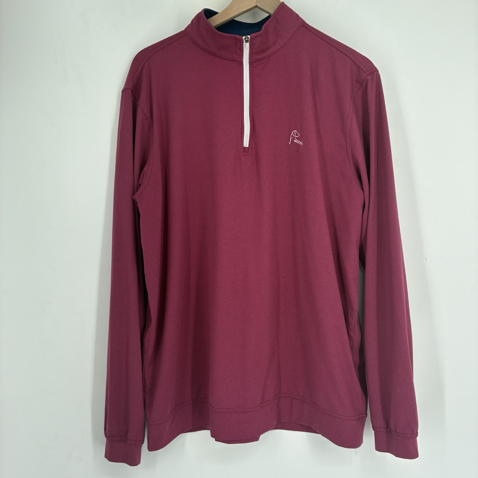 Rhoback Mens Large Performance Quarter Zip Pullover Maroon Berry Burgundy Nylon gallery