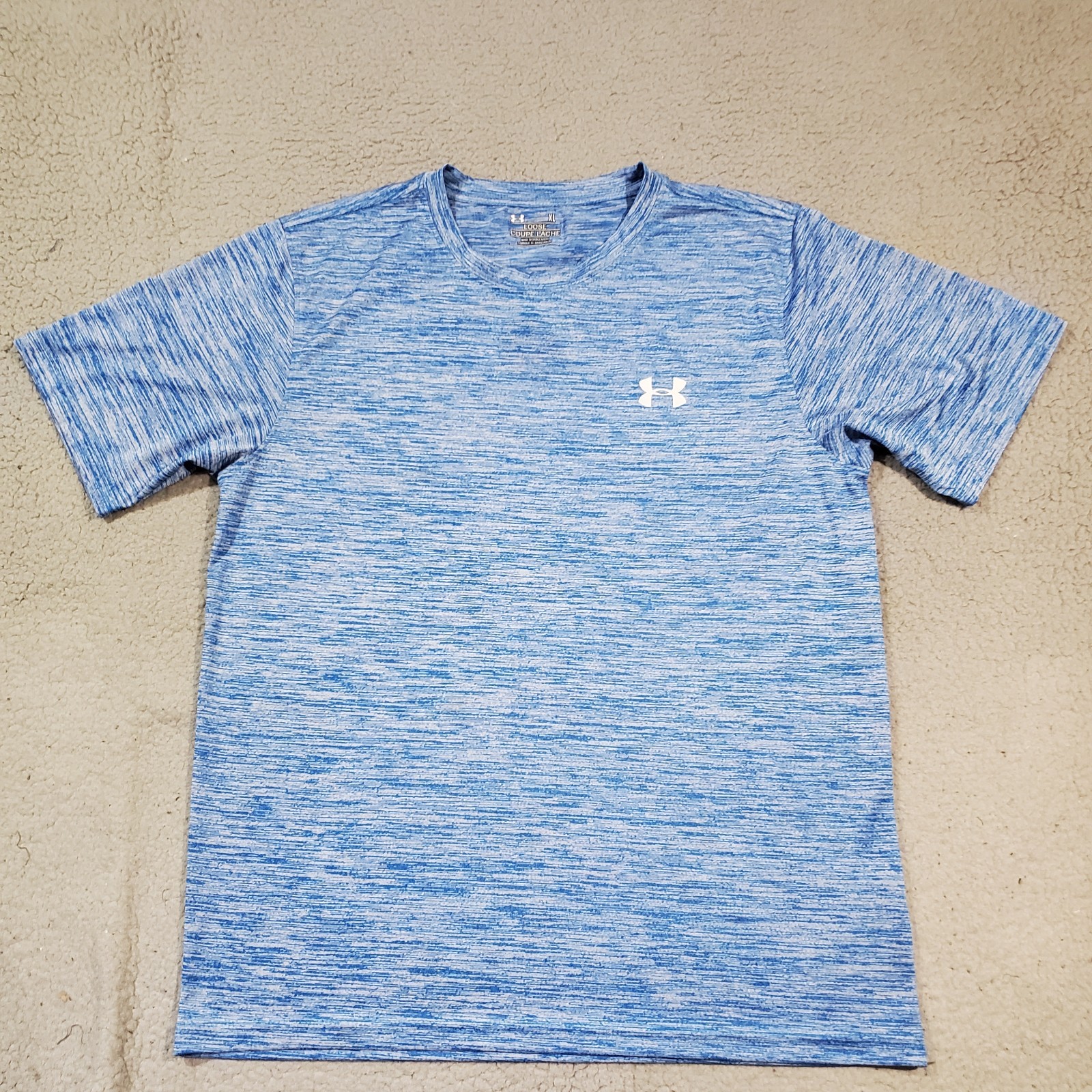 Under Armour Shirt Mens Extra Large Blue Heathered Short Sleeve Crew Neck Loose gallery