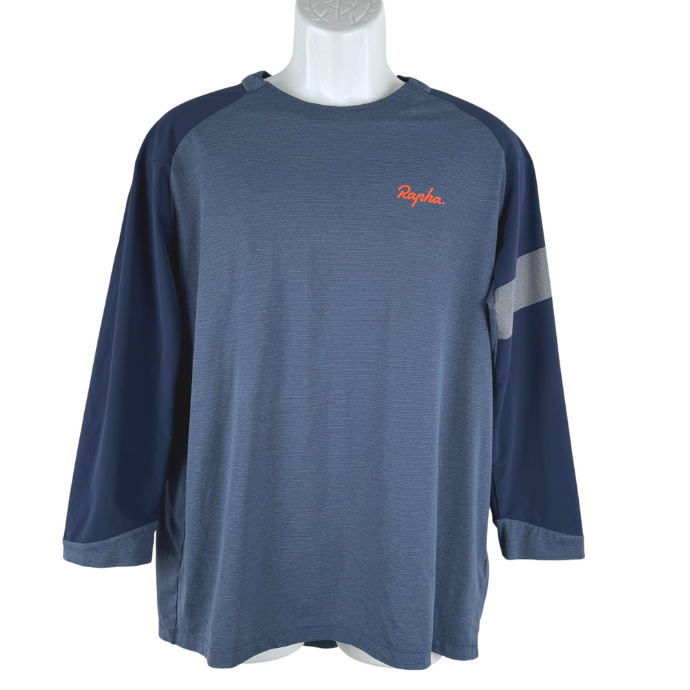 Rapha Trail 3/4 Jersey Shirt Top Mens Large Blue Cycling Lightweight TP-3975
