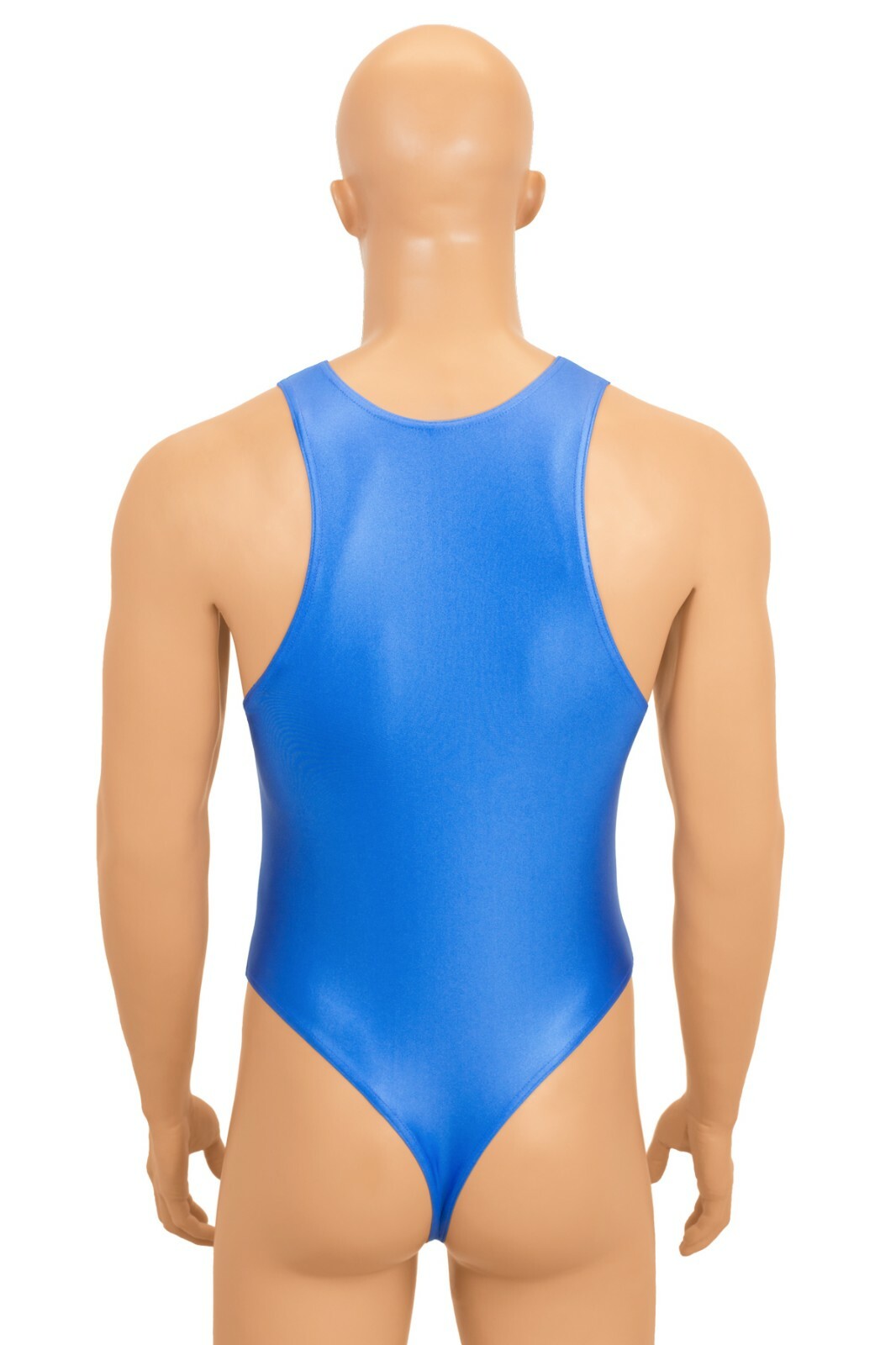 Men's wet look string body boxer shine stretch shiny elastic skin tight royal blue gallery
