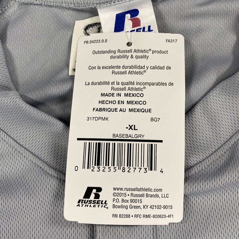 Russell Athletic Mens Two Button Placket Baseball Practice Jersey Grey Size XL gallery