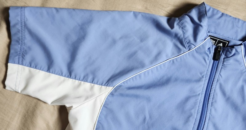 Adidas Climaproof Blue White Shirt Full Zip Men's Size Medium High Neck gallery