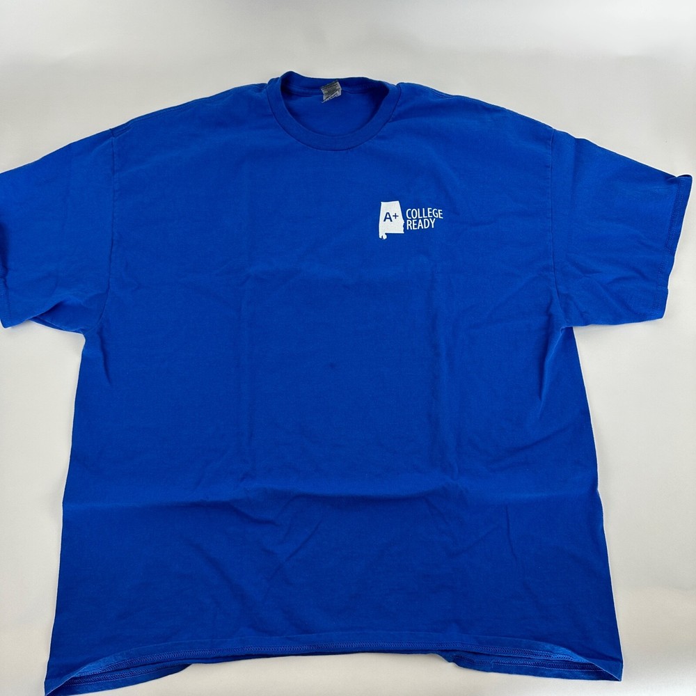 Gildan Ultra Cotton Tshirt Men Blue 2XL College Ready Believe