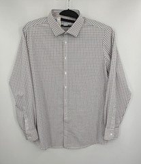 Mizzen Main Golf Polo Shirt Performance Mens XL Trim Fit White Blue Red Checker