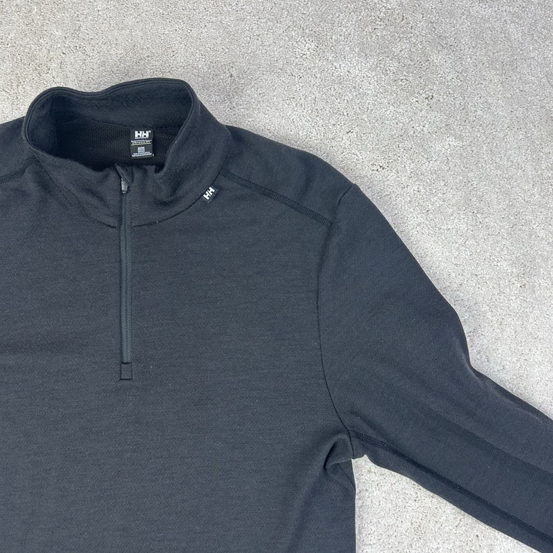 Helly Hansen Men’s Lifa Merino Wool Midweight 1/4 Zip Black Baselayer Pullover M gallery