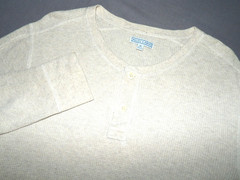 Wallace & Barnes Long Sleeved Beige Waffle Henley Thermal Shirt Men’s Medium