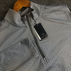 MAELREG Performance 1/4 Zip Pullover Mens Large Blue White Long Sleeve Golf