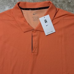 Nike Tiger Woods Polo Shirt Mens 2XL Orange Dri Fit ADV Snap Short Sleeve Golf