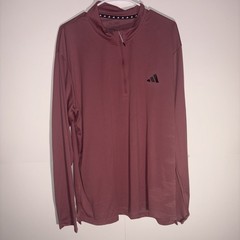 Adidas Aeroready Men 2XL 1/2 Zip Long Sleeve Shirt Faded Red Athletic Black Logo