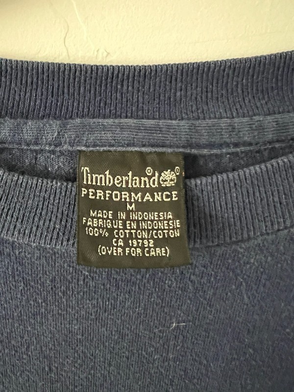 Timberland Performance T-Shirt Men’s Medium Blue Colorblock Short Sleeve Logo Te gallery