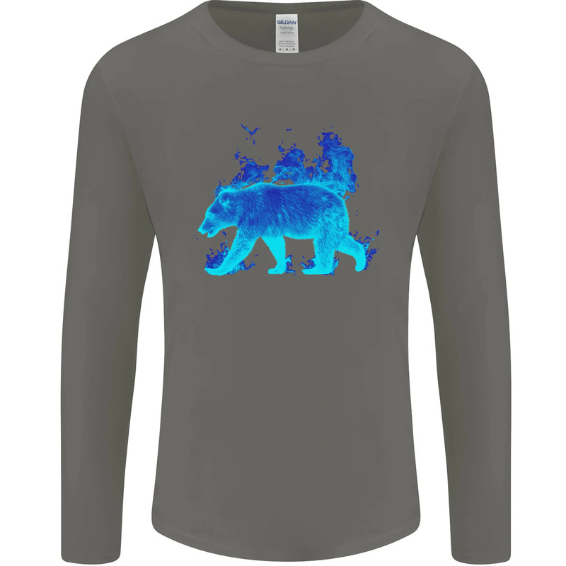 A Blue Flame Grizzly Bear Mens Long Sleeve T-Shirt gallery