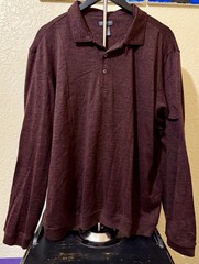 Van Heusen Men’s Flex Polo Size XL Pull Over Classic Button Dark Red Burgundy