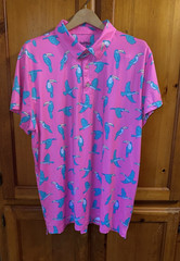 Chubbies Men’s XXL 2XL Polo Shirt The Toucan Do It Golf Performance Pink Active