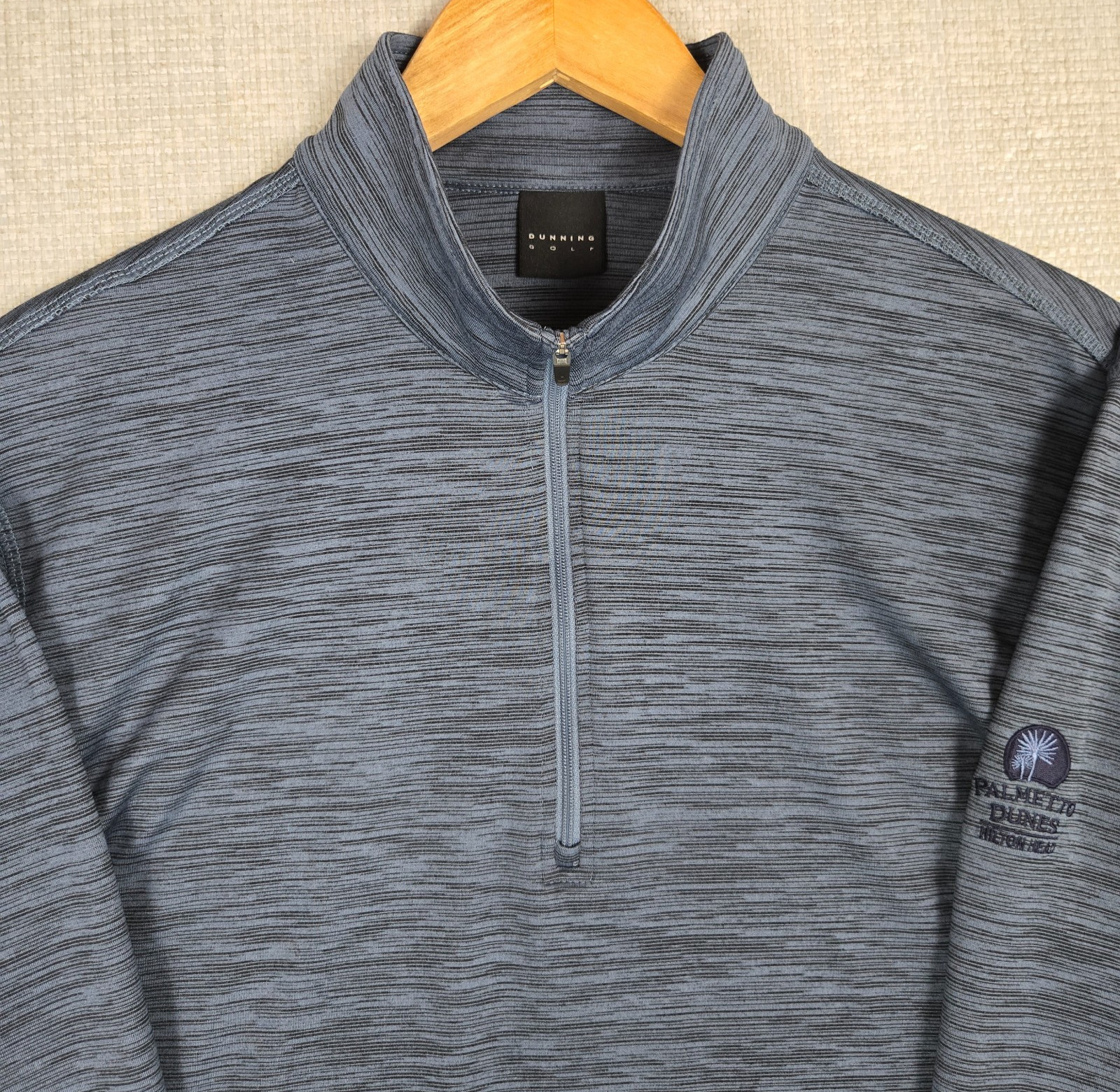 DUNNING x PALMETTO DUNES SC Mens Large Lightweight Blue Space Dye 1/4 Zip Polo gallery
