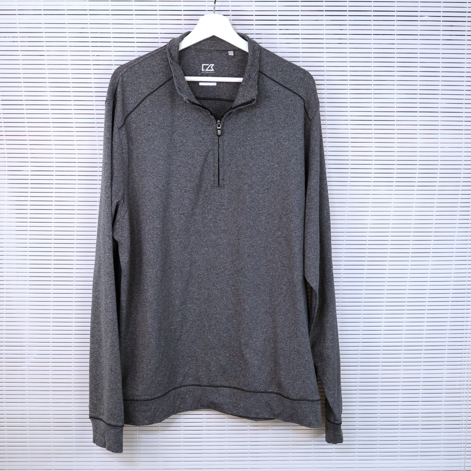 Cutter & Buck CB Dry Tec gray 1/4 zip pullover light weight mens size XL gallery